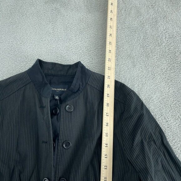 Banana Republic Black Pinstripe Double Breasted Womens 10 Blazer Jacket 3725 - Picture 4 of 8